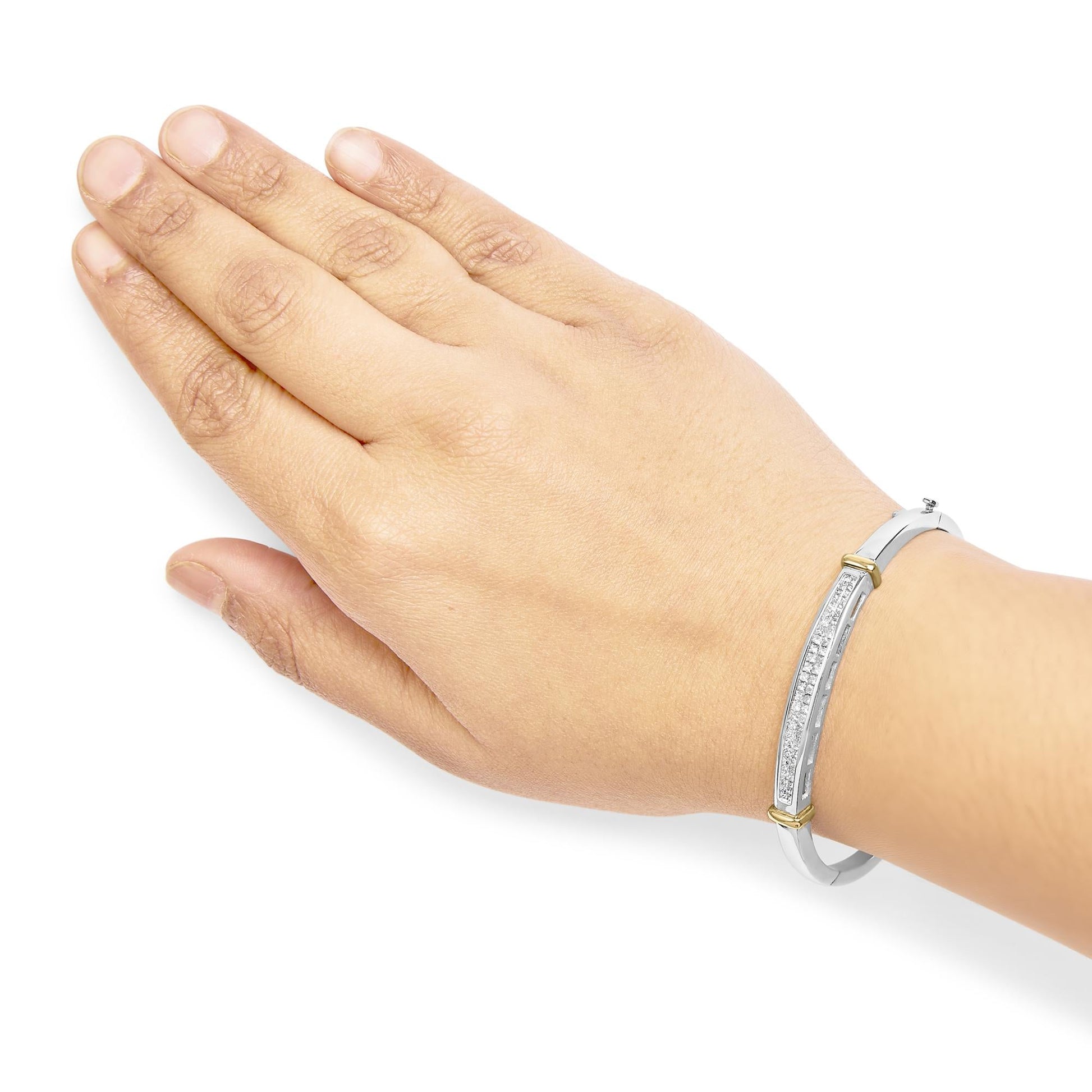 14K Two-Toned Gold Princess Cut Diamond Fashion Bangle (1 cttw, H-I Color, SI1-SI2 Clarity)-2