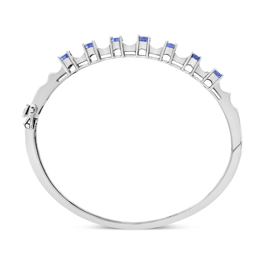 14K White Gold 5 MM Oval Blue Tanzanite and 1/4 Cttw Diamond Bangle (H-I Color, VS2-SI1 Clarity) - Fits wrists up to 7 1/2 Inches-4