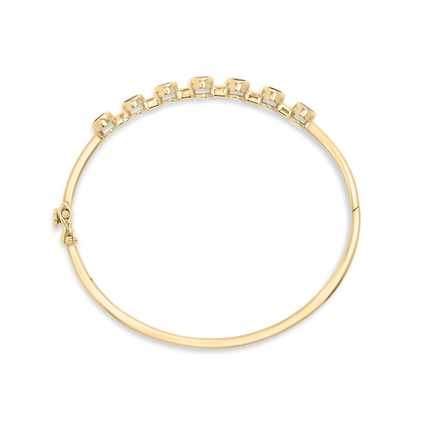 14K Yellow Gold Alternating Bezel Set 5MM Oval Shaped Tanzanite and 1/5 Cttw Diamond Bangle Bracelet (H-I Color, VS2-SI1 Clarity) - Fit's wrists up to 7.25" Inches-3