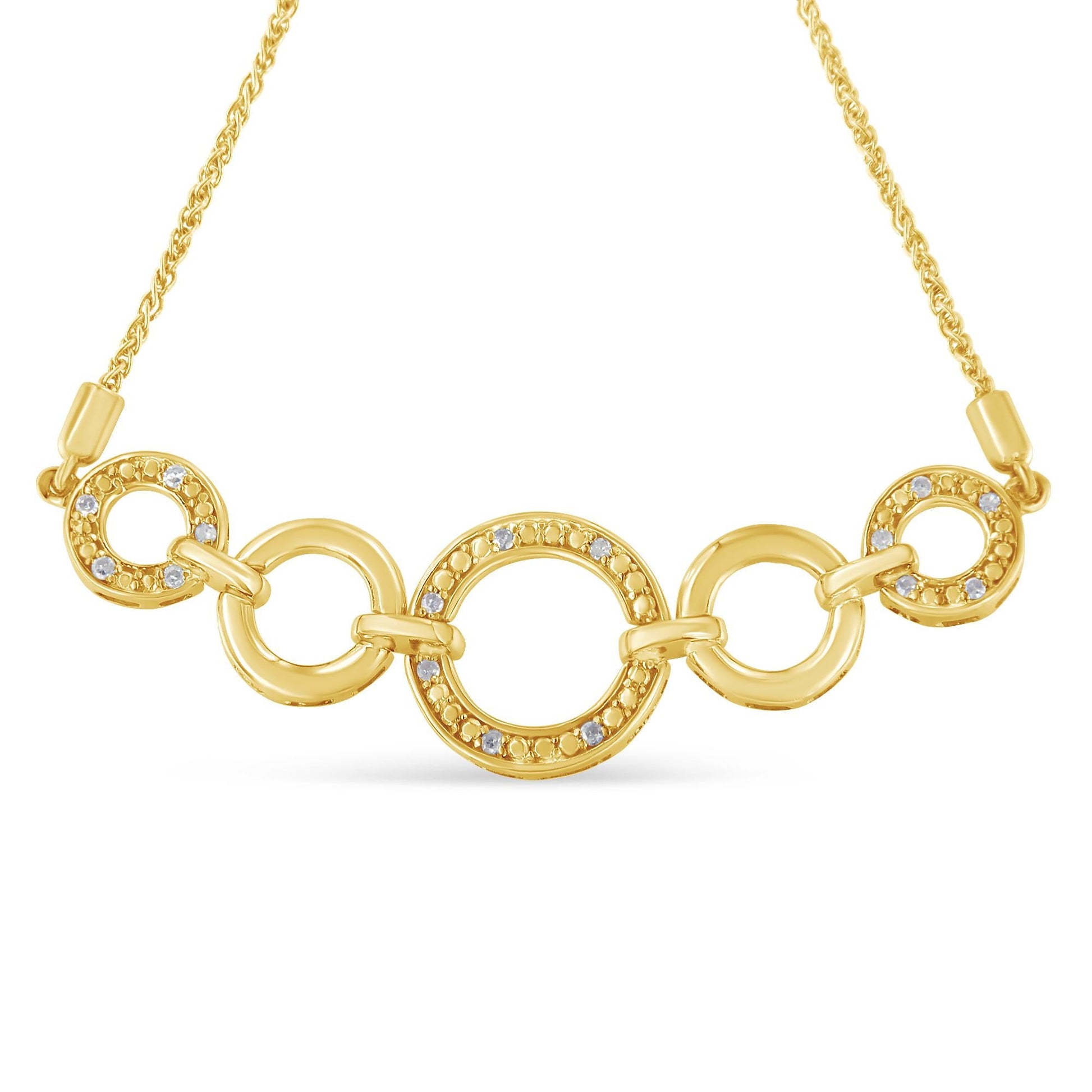 10K Yellow Gold over .925 Sterling Silver Diamond Accented Graduated Infinity Open Circle 6”-9” Adjustable Bolo Bracelet (H-I Color, I2-I3 Clarity)-4