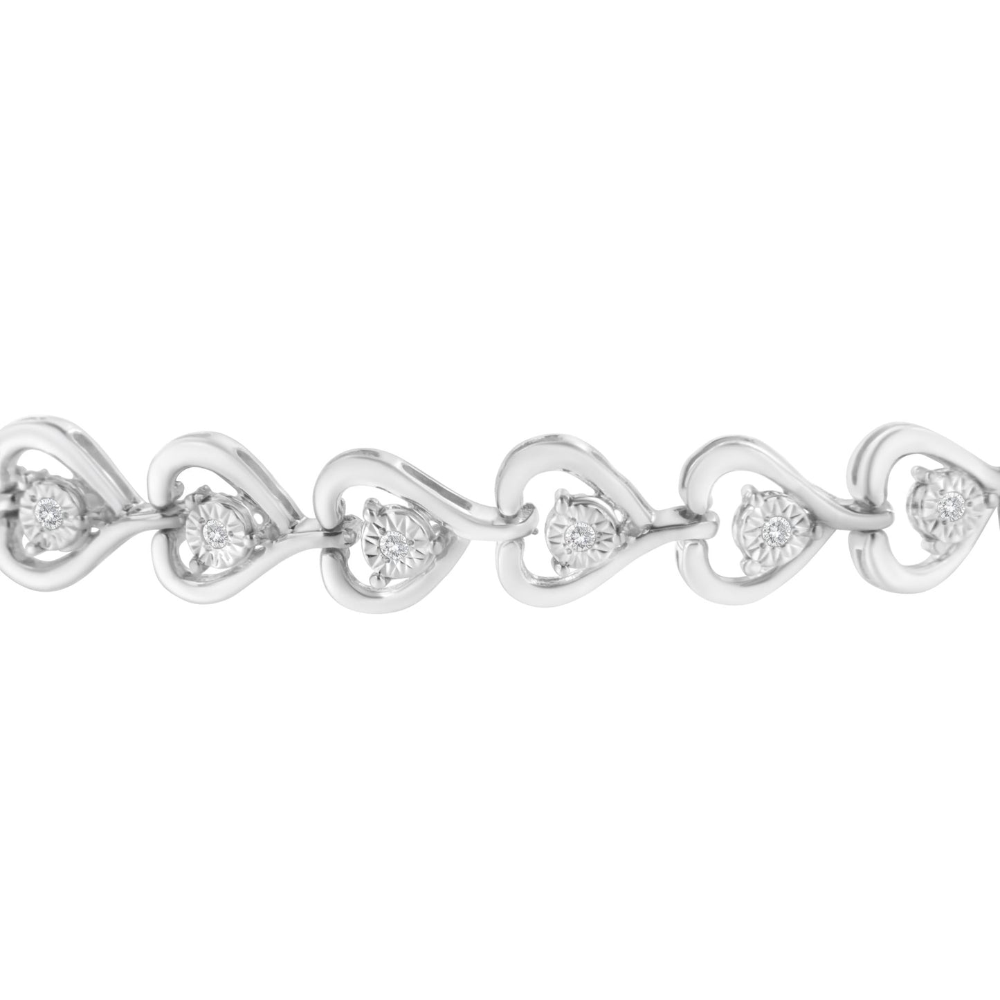Sterling Silver Diamond Woven Heart Bolo Bracelet (0.1 cttw, H-I Color, I2-I3 Clarity)-4