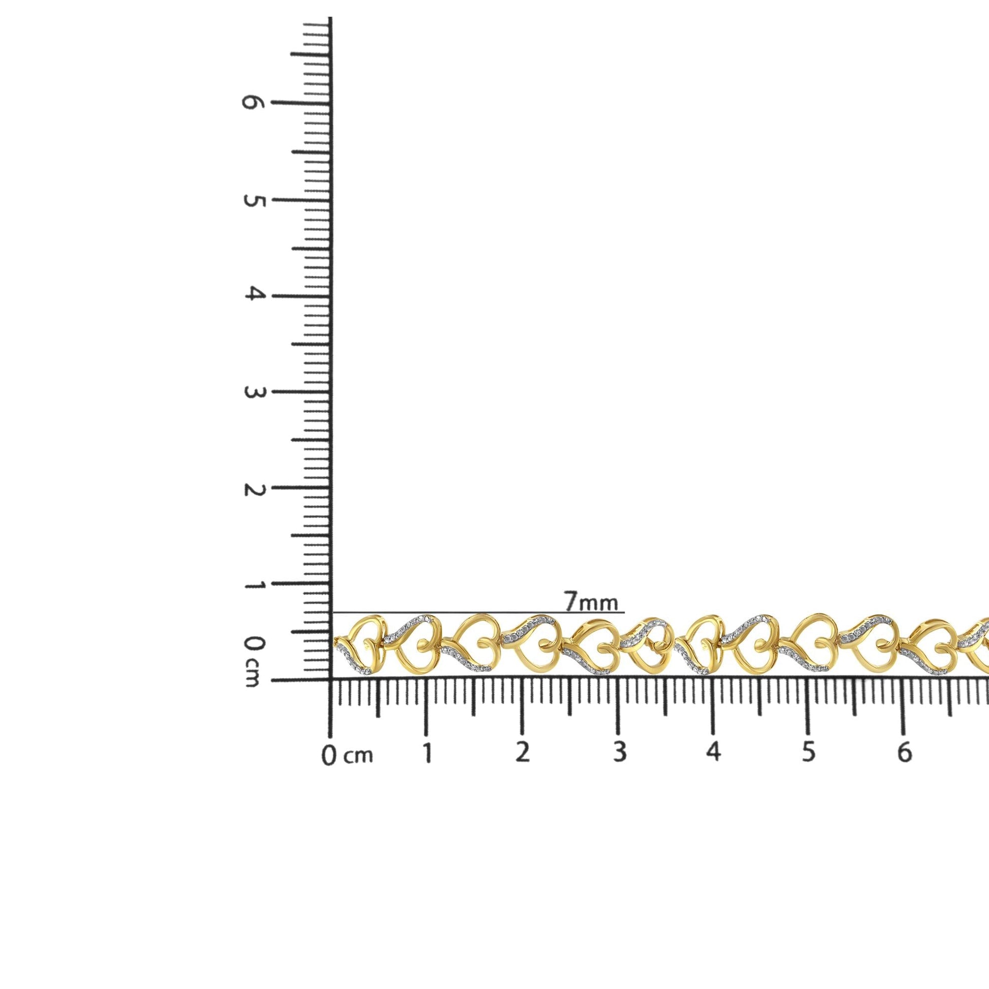 14K Yellow Gold Plated .925 Sterling Silver Diamond Accent Heart Link Bolo Bracelet (H-I Color, I2-I3 Clarity)-4