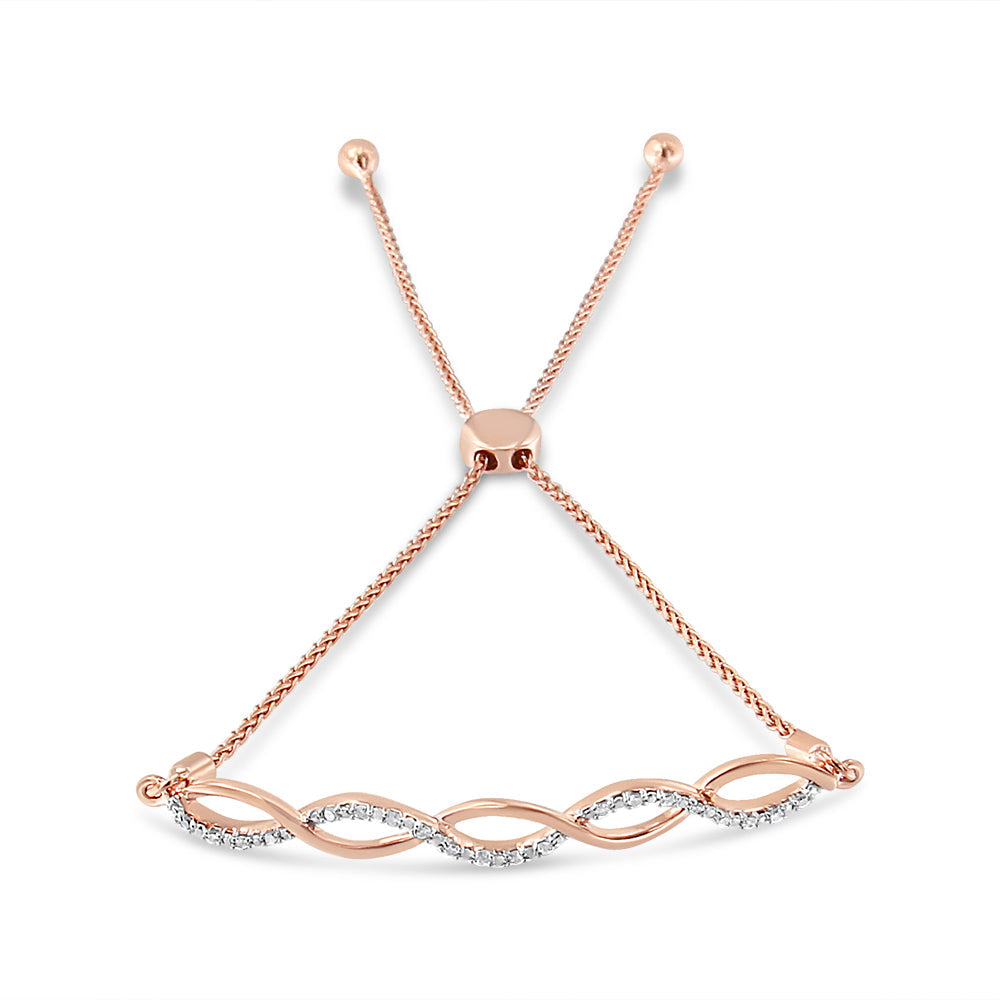 .925 Sterling Silver Diamond Infinity Twist 4”-10” Adjustable Bolo Bracelet (I-J Color, I2-I3 Clarity)-3