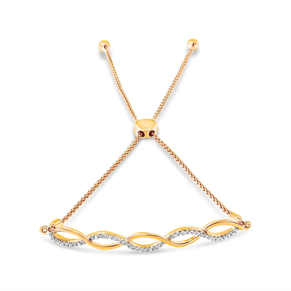 .925 Sterling Silver Diamond Infinity Twist 4”-10” Adjustable Bolo Bracelet (I-J Color, I2-I3 Clarity)-2