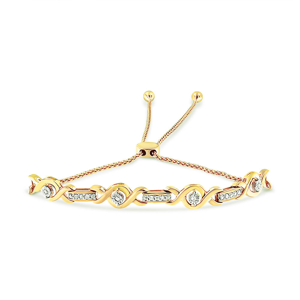 .925 Sterling Silver Channel Set Diamond Accent Twist 4”-10” Adjustable Bolo Bracelet (I-J Color, I3 Clarity)-3