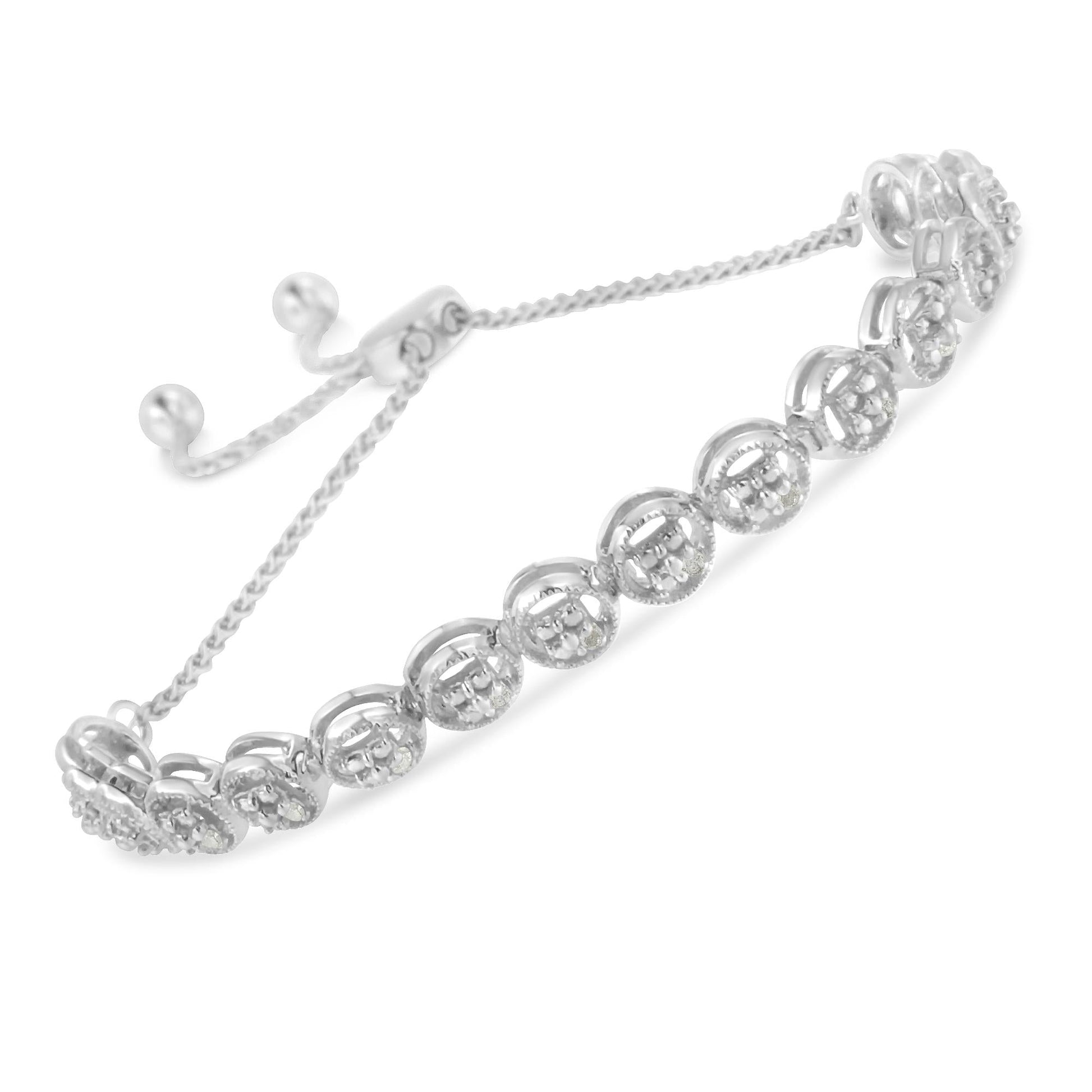 Sterling Silver Diamond Bolo Bracelet (0.1 cttw, I-J Color, I3 Clarity)-3