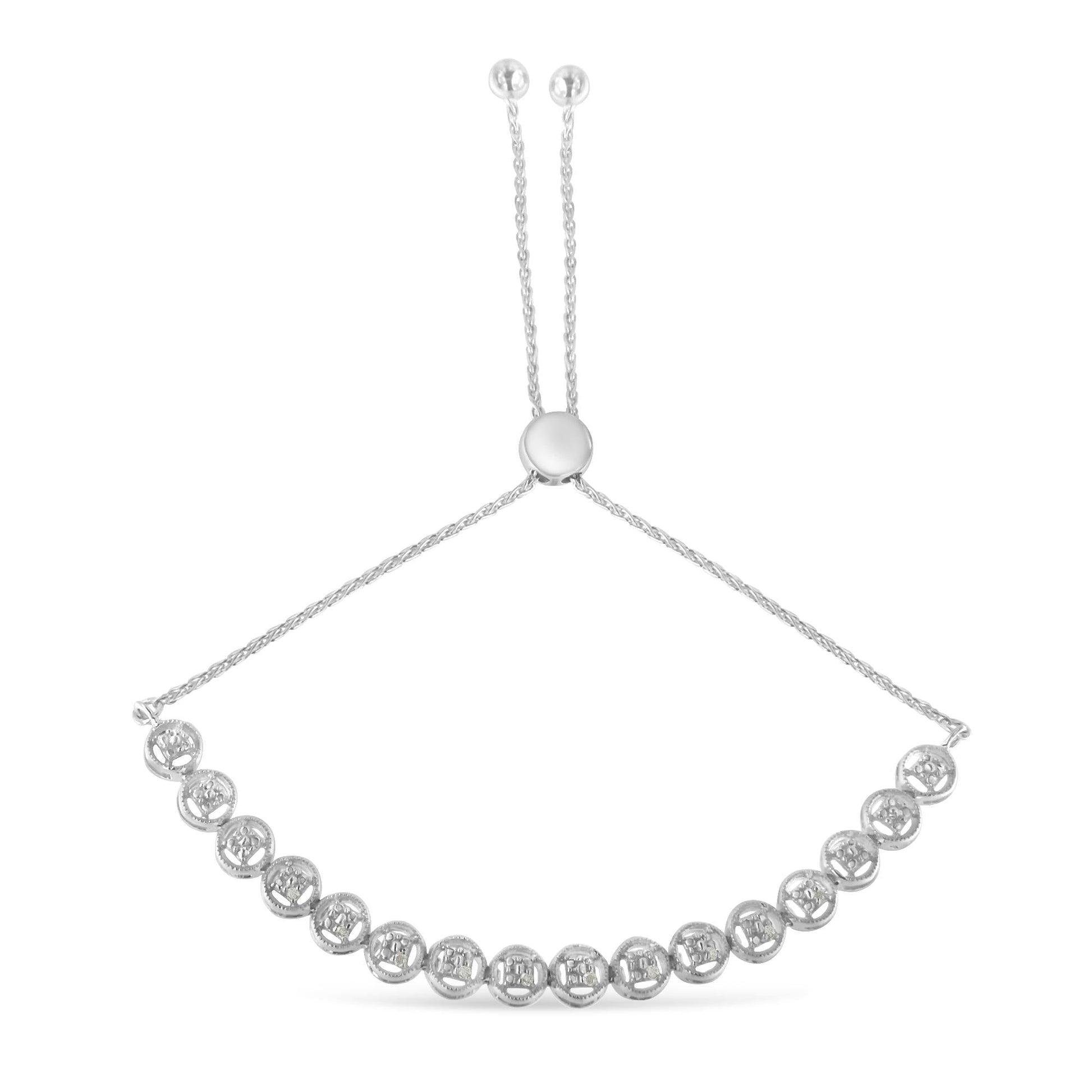 Sterling Silver Diamond Bolo Bracelet (0.1 cttw, I-J Color, I3 Clarity)-4
