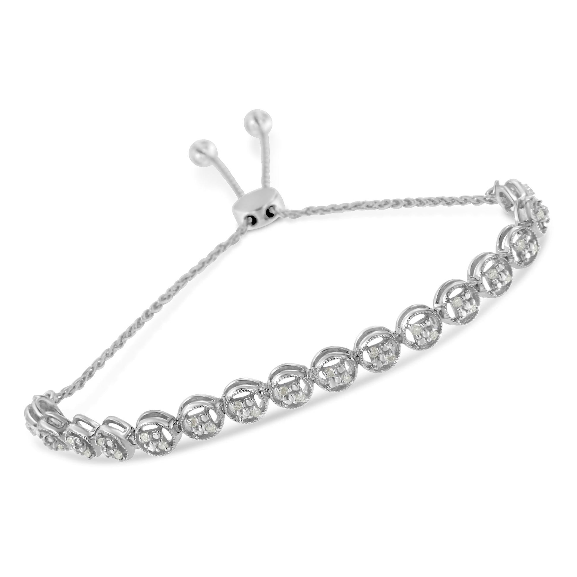 Sterling Silver Diamond Bolo Bracelet (0.25 cttw, I-J Color, I3 Clarity)-1