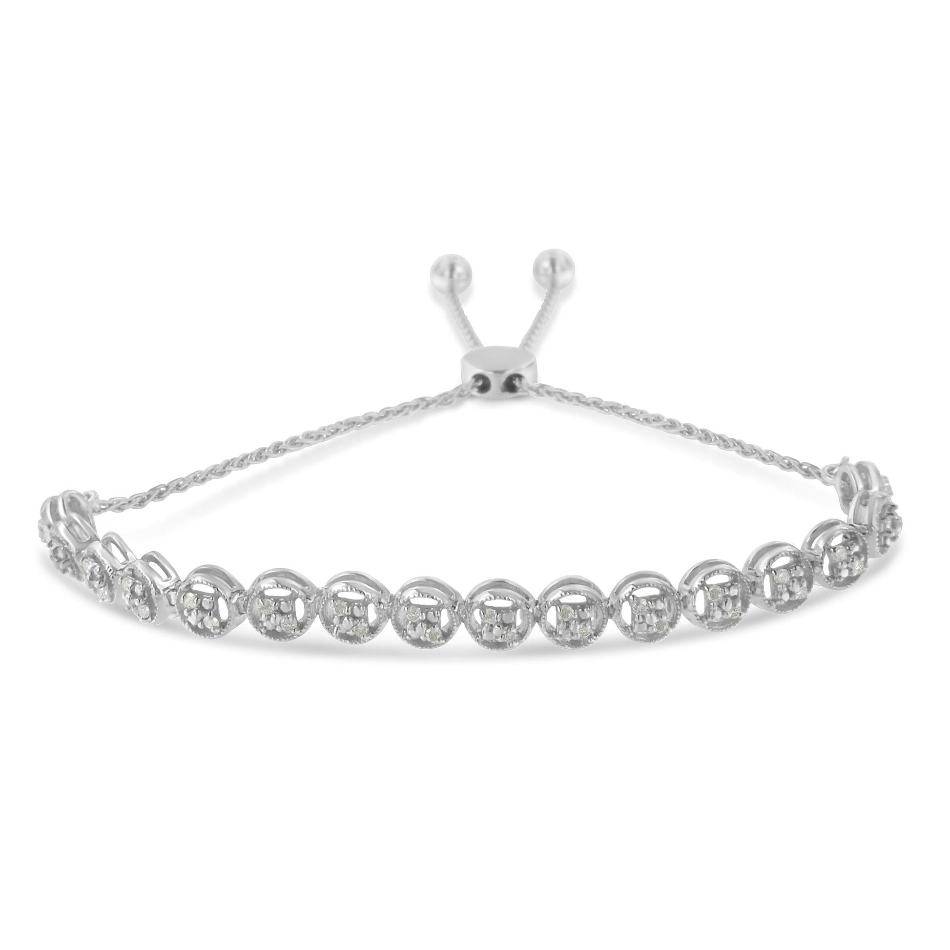 Sterling Silver Diamond Bolo Bracelet (0.25 cttw, I-J Color, I3 Clarity)-4