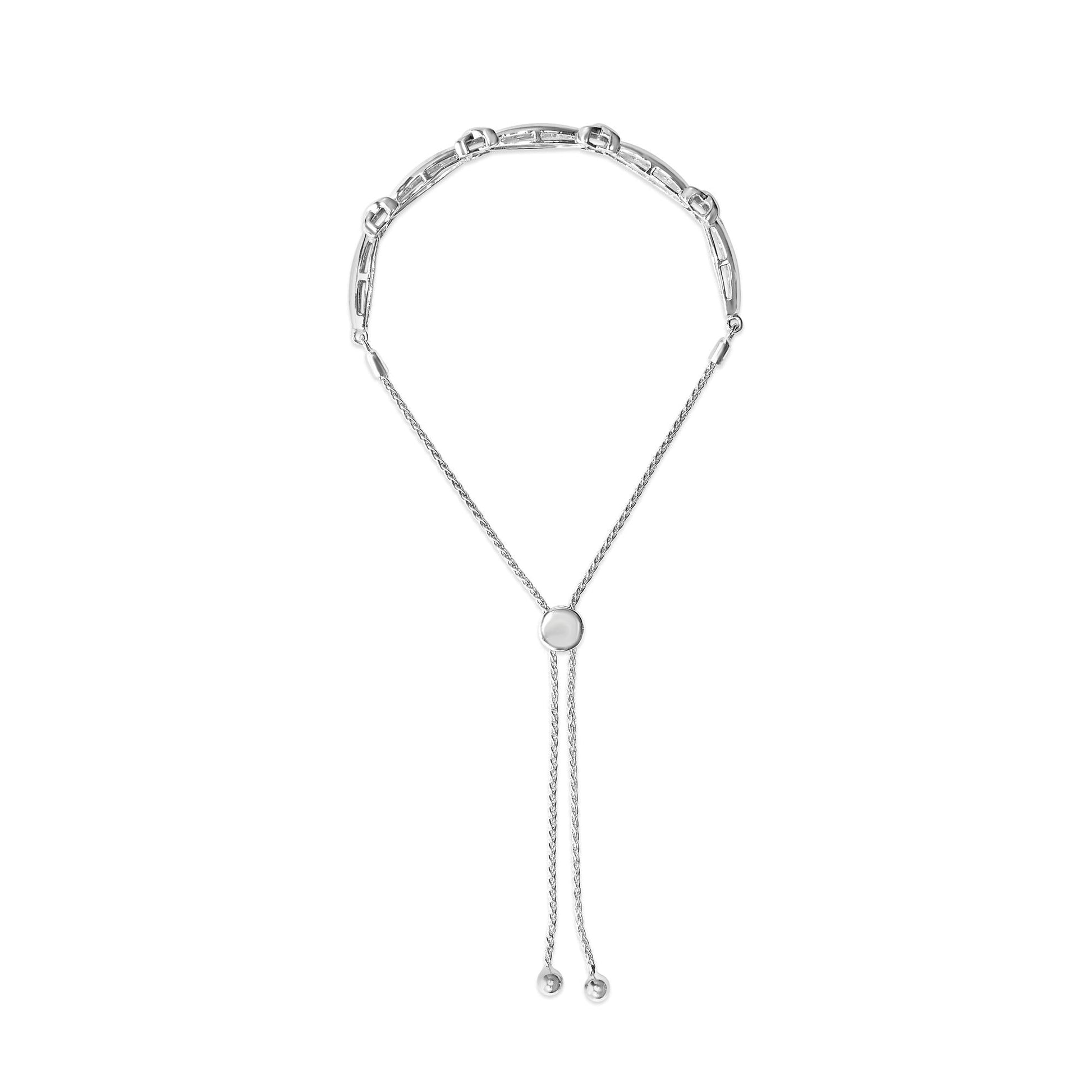 .925 Sterling Silver 1/10 Cttw Diamond X Link Bolo Bracelet (I-J Color, I2-I3 Clarity)-3