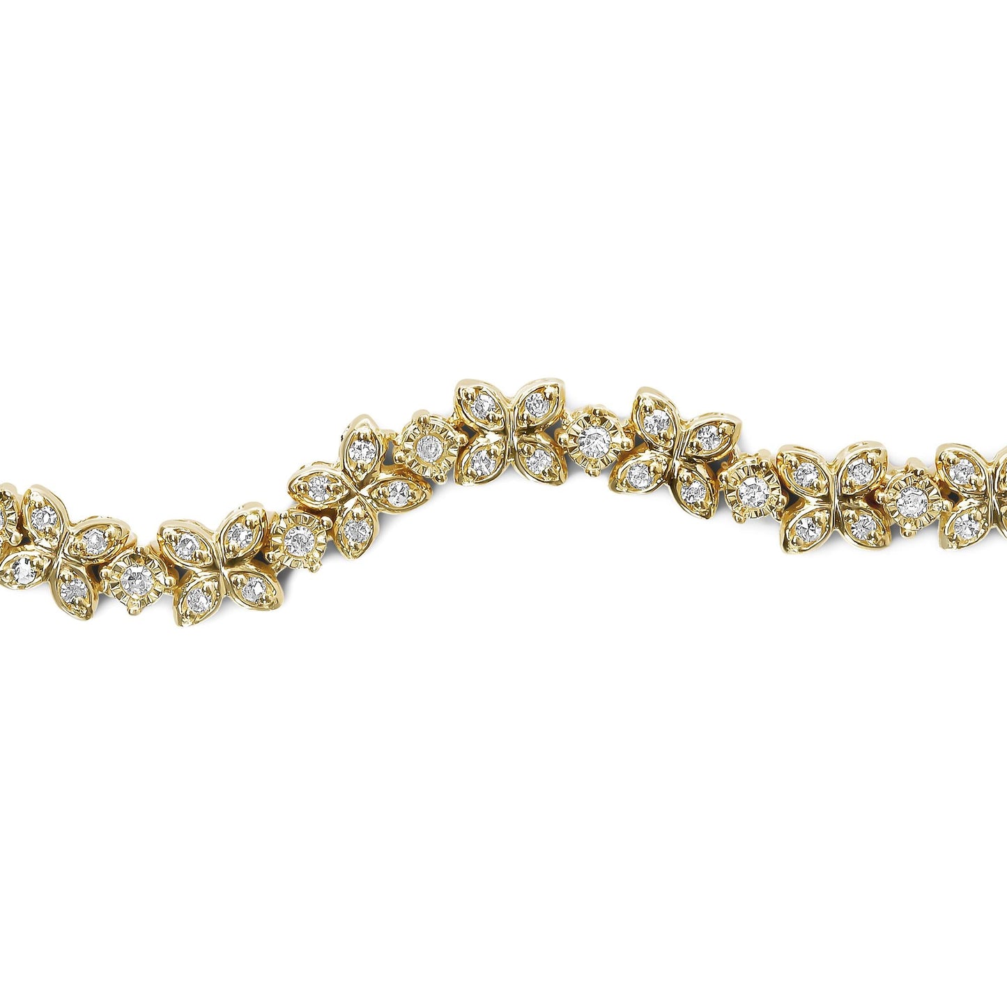 18K Yellow Gold Plated .925 Sterling Silver 1/4 Cttw Diamond Marquise Shaped Link 4"-10" Adjustable Bolo Bracelet (I-J Color, I1-I2 Clarity)-1