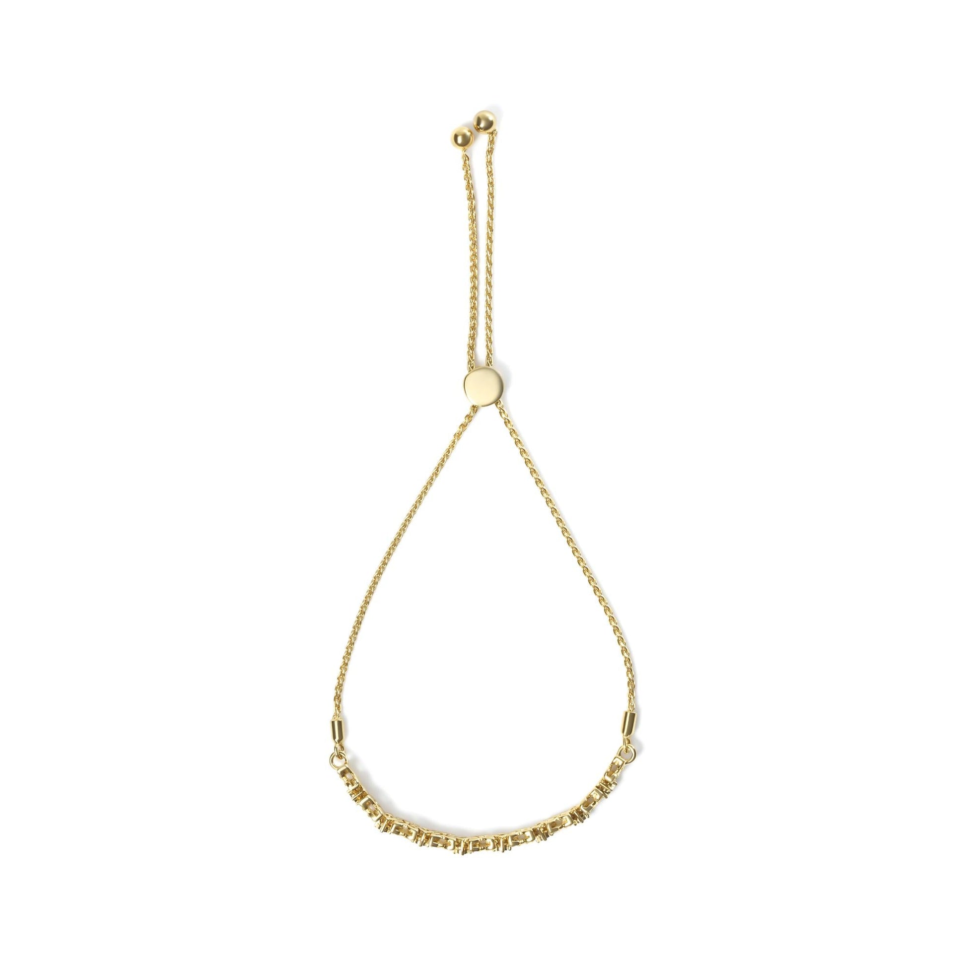 18K Yellow Gold Plated .925 Sterling Silver 1/4 Cttw Diamond Marquise Shaped Link 4"-10" Adjustable Bolo Bracelet (I-J Color, I1-I2 Clarity)-4