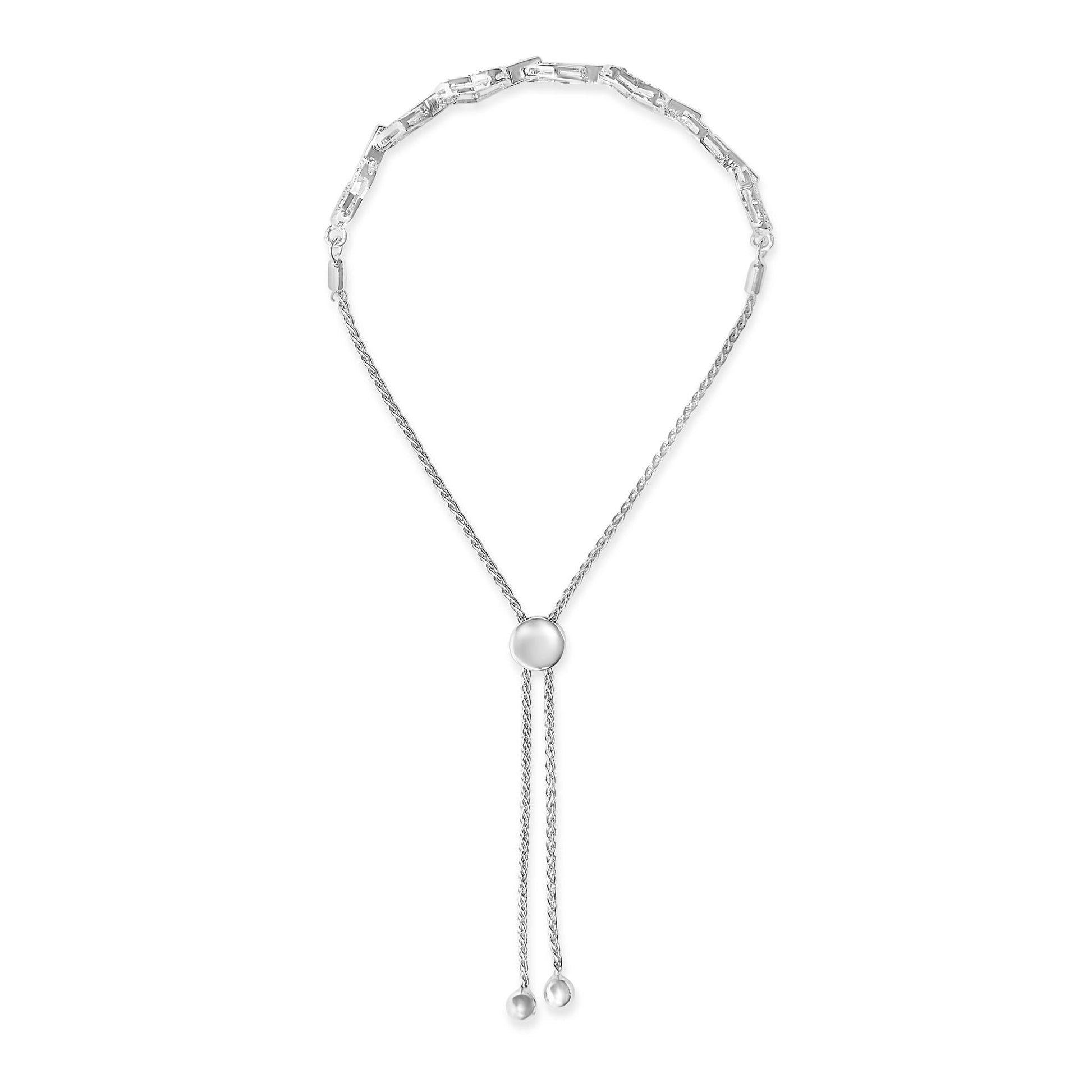 .925 Sterling Silver 1/2 Cttw Diamond Alternating Heart Link Adjustable Bolo Bracelet (I-J Color, I3 Clarity) - 4" to 10" Inches-3
