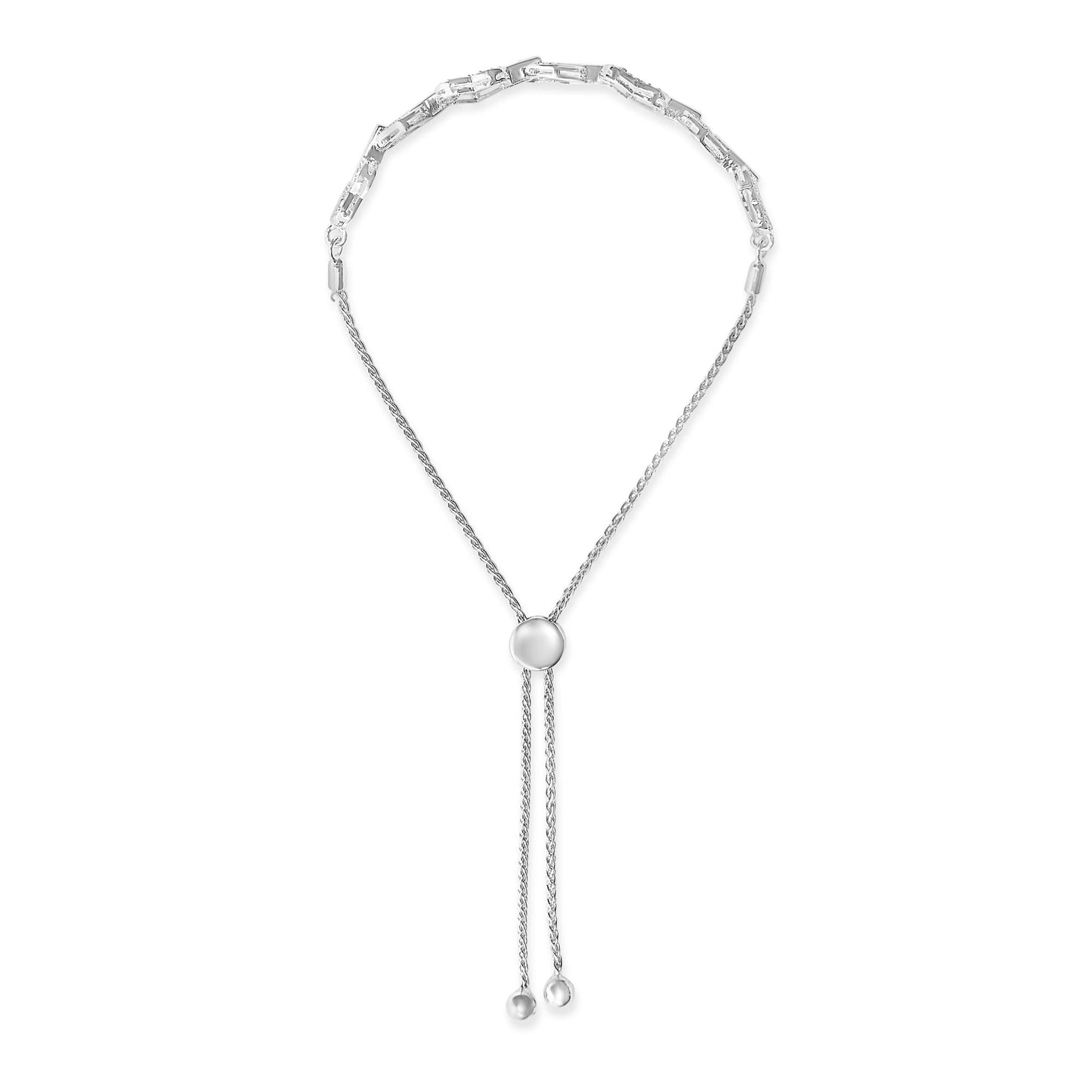 .925 Sterling Silver 1/2 Cttw Diamond Alternating Heart Link Adjustable Bolo Bracelet (I-J Color, I3 Clarity) - 4" to 10" Inches-3