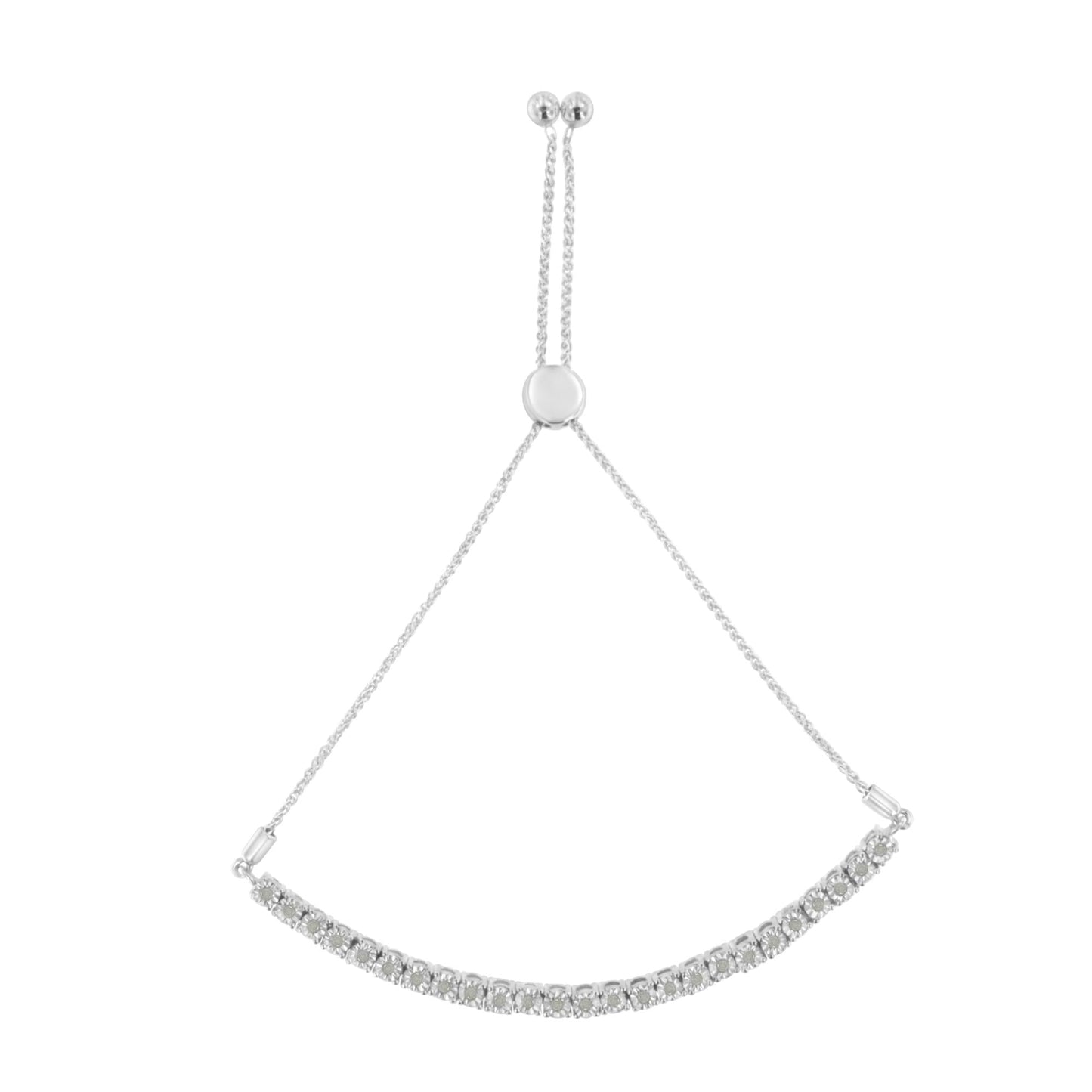 .925 Sterling Silver 1/4 Cttw Miracle-Set Diamond 4”-10” Adjustable Bolo Tennis Bracelet (I-J Color, I3 Clarity)-3