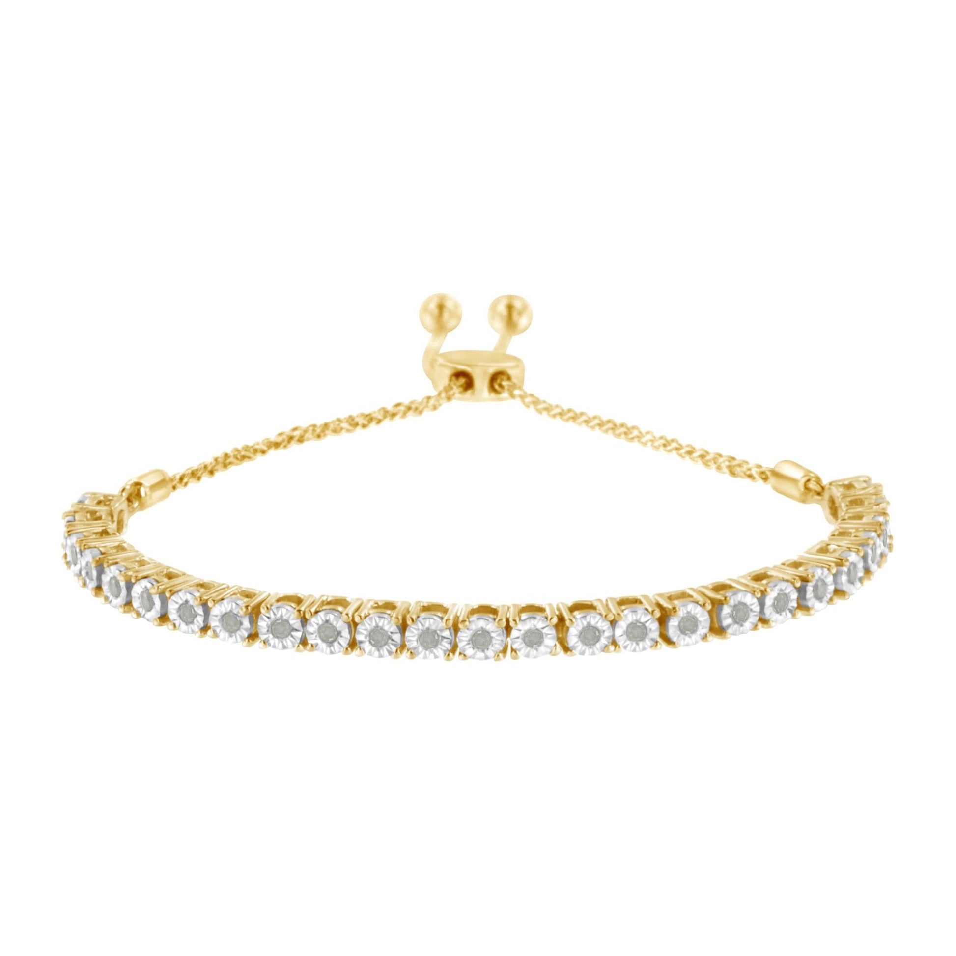 .925 Sterling Silver 1/4 Cttw Miracle-Set Diamond 4”-10” Adjustable Bolo Tennis Bracelet (I-J Color, I3 Clarity)-2
