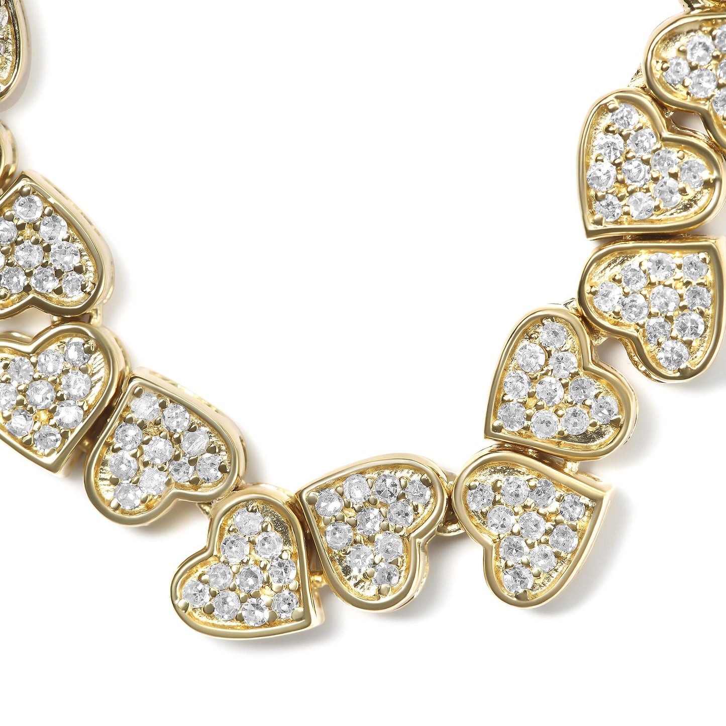 Yellow Gold Plated .925 Sterling Silver 1/2 Cttw Diamond Sideways Hearts Bolo Bracelet (H-I Color, I1-I2 Clarity) - 4”-10” Adjustable-3
