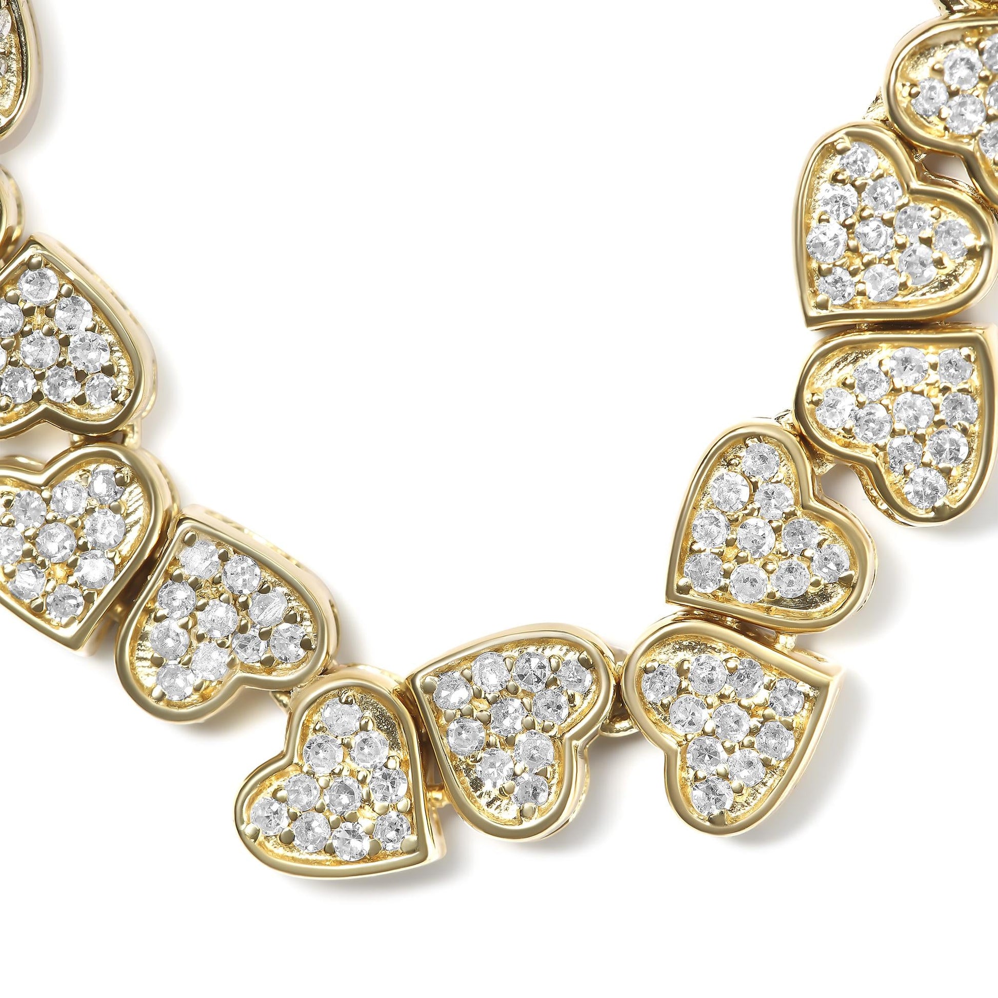 Yellow Gold Plated .925 Sterling Silver 1/2 Cttw Diamond Sideways Hearts Bolo Bracelet (H-I Color, I1-I2 Clarity) - 4”-10” Adjustable-3