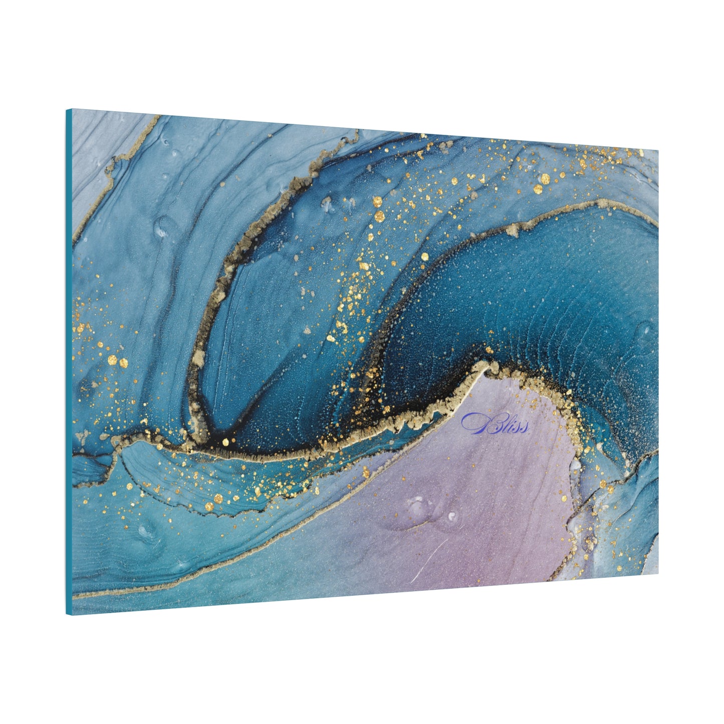 Canvas Wall Art, Abstract Ocean Wave, Modern Decor, Home Office, Gift for Her, Blue Gold Artwork, Living Room Wall Decor