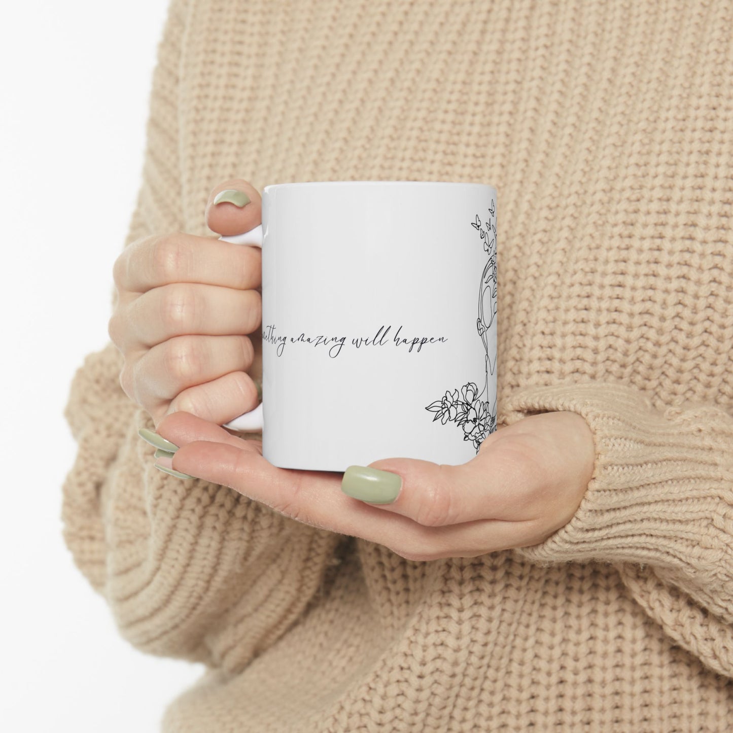 Something Amazing will Happen Inspirational Ceramic Mug - Motivational Gift for Friends, Home Office, Tea Lovers, Self-Care, Encouragement, 11oz, 15oz