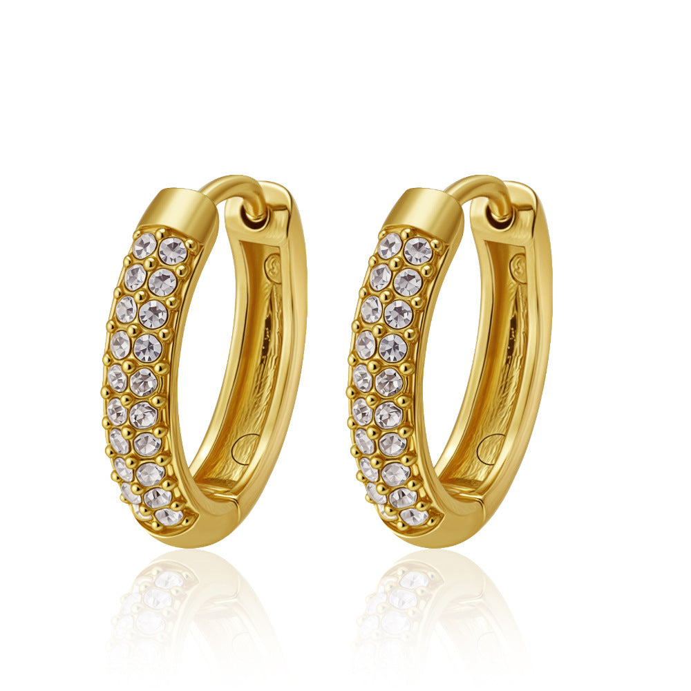 Womens Simple Stainless Steel Hoop Earrings
