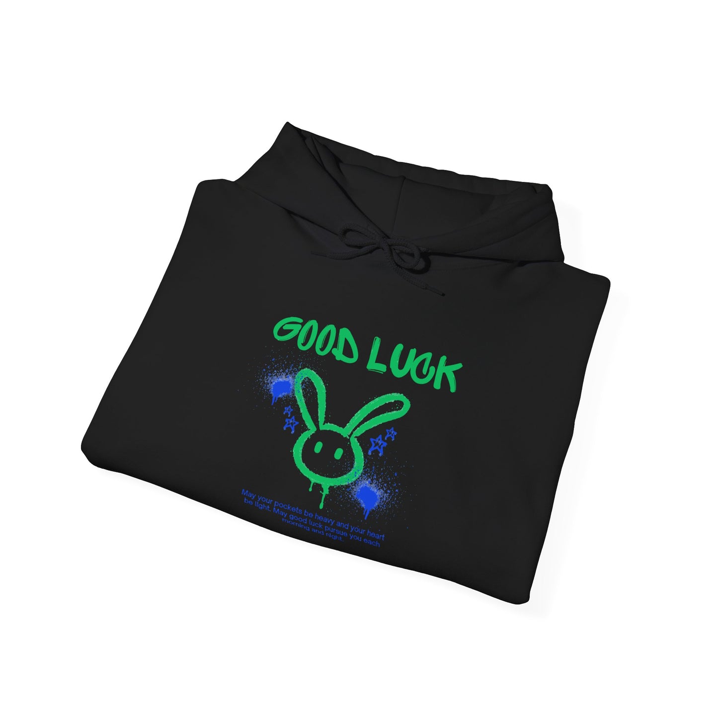 Good Luck Never Stop Unisex Heavy Blend Hooded Sweatshirt | Lucky Easter Bunny Design