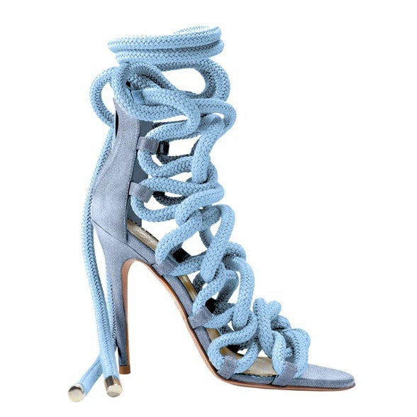 Women's Gladiator Lace-up Rope High Heel Sandals