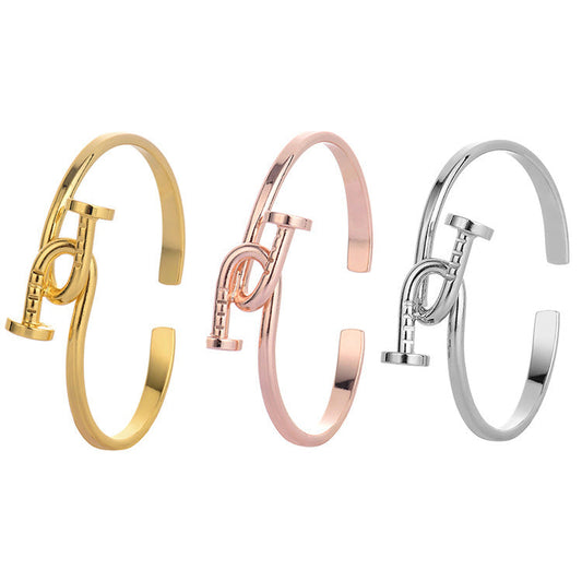 Rose Gold oval  bangle bracelet