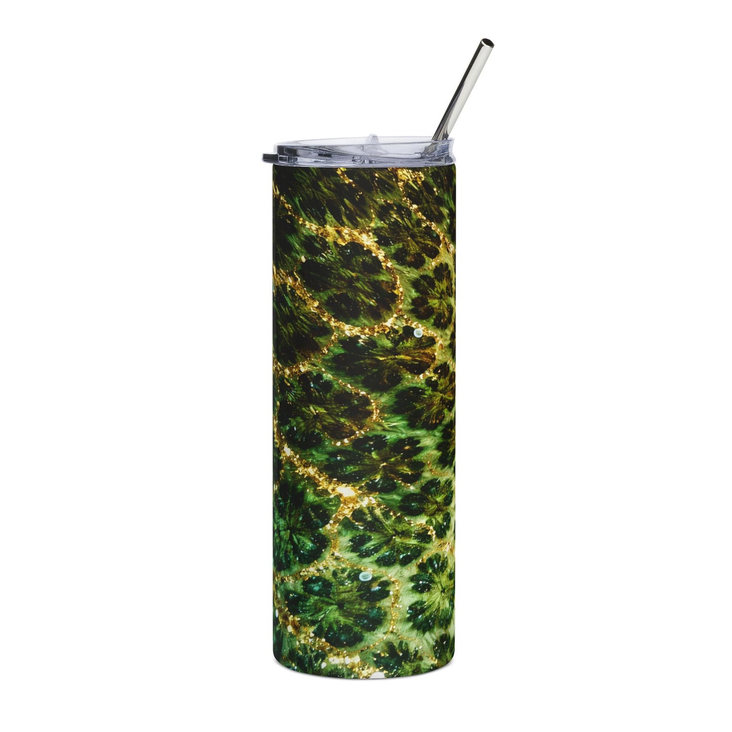 20oz Leopard Print Stainless Steel Tumbler – Green Cheetah Travel Cup