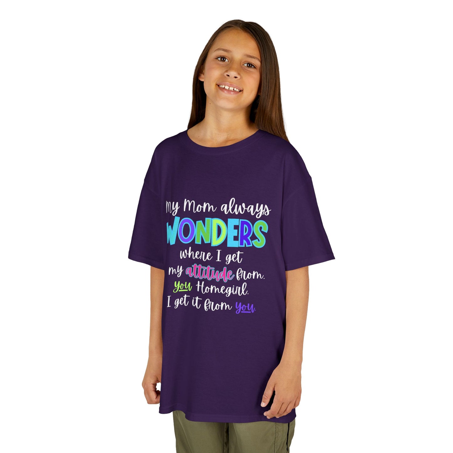 Colorful Kids Tee: 'My Mom Wonders Where I Get My Attitude From' | Fun Gift for Birthdays, Holidays, Everyday Wear, Unique Kids Apparel