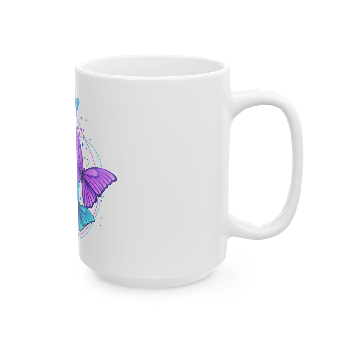 Butterfly Dreams Ceramic Mug, Colorful Butterfly Mug, Blue and Purple Mug, Nature Lover Gift, Spring Decor, Eco-Friendly Coffee Cup