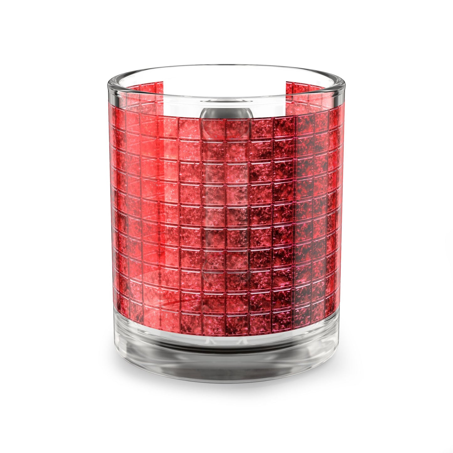 Red Mosaic Tile Pattern Glass Mug Geometric Grid Drinkware