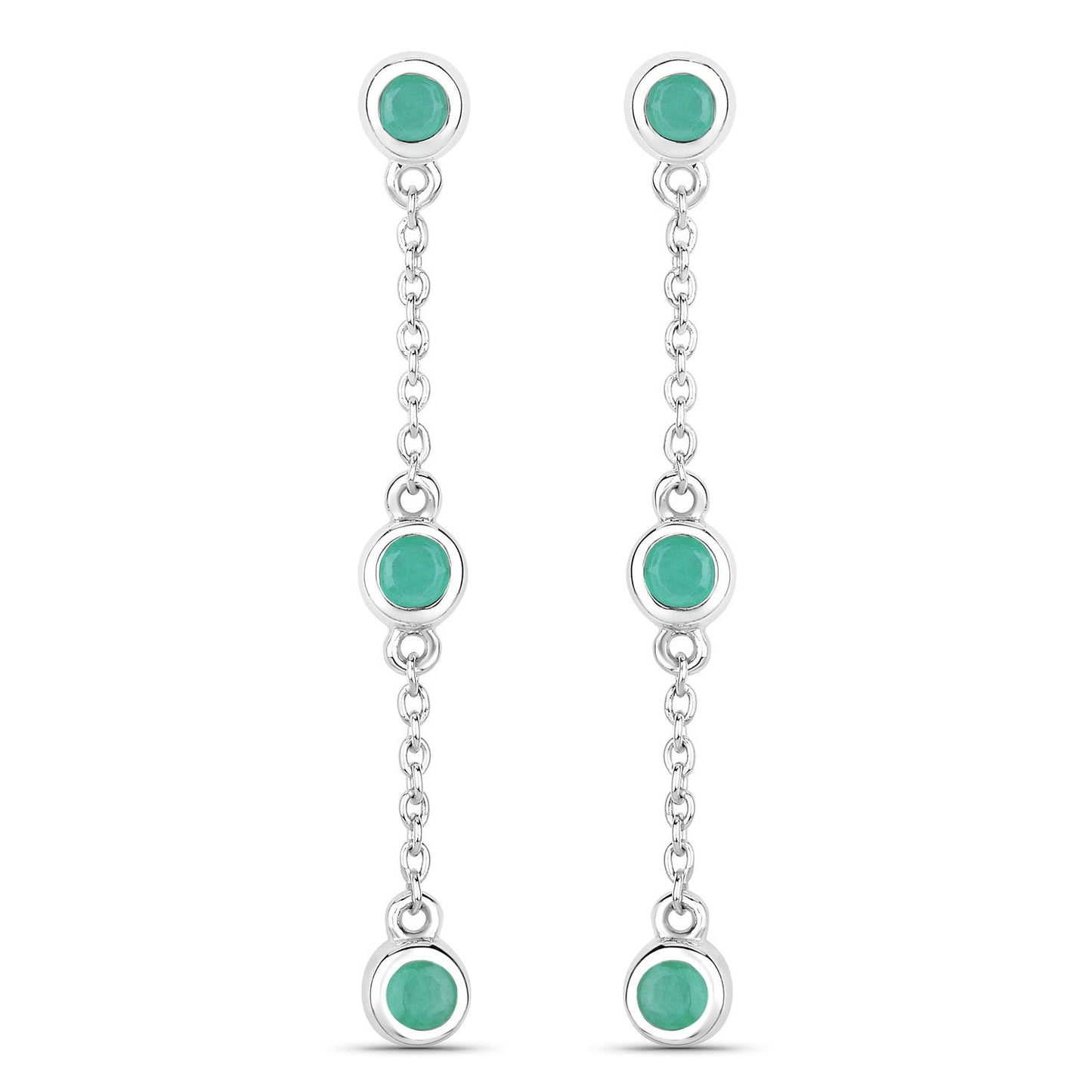 0.60 Carat Genuine Emerald .925 Sterling Silver Earrings