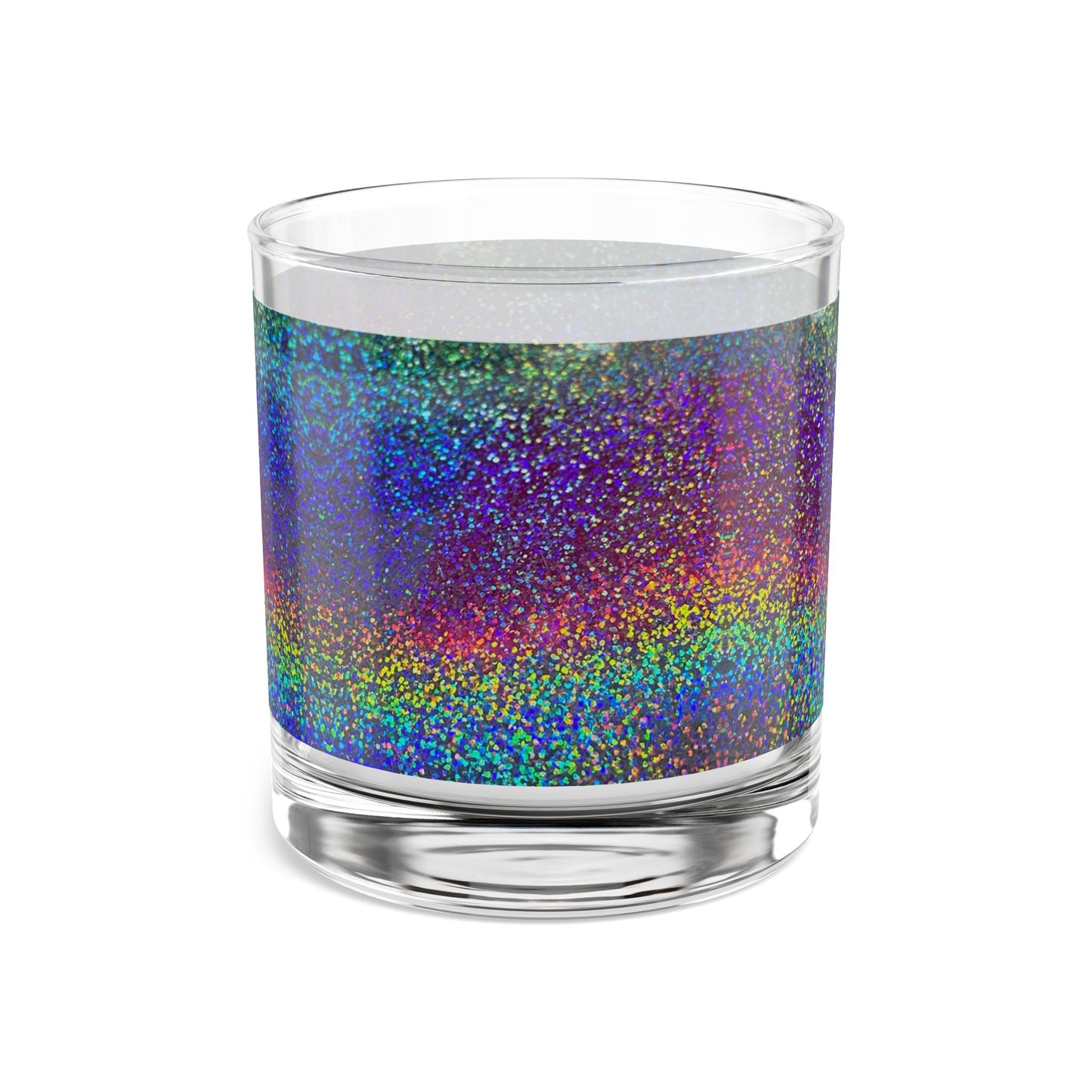 Holographic Print Rainbow Glitter Rocks Glass