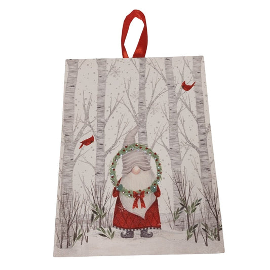 Light Up Battery Operated Christmas Winter Troll Canvas Wall Hanging Art