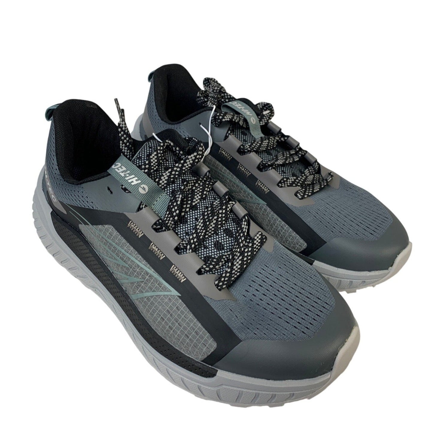 Hi-Tec Mens Size 8 Gray Black Mesh Lace Up Athletic Running Tennis Shoes