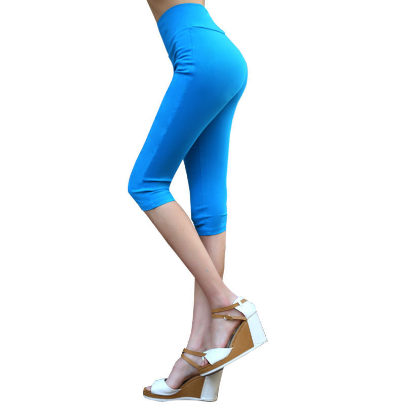 Plus Fat Plus Size Candy Color Cropped Slim-leg Pants