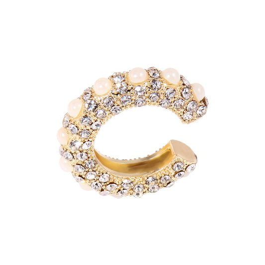 Vintage metal studded diamond colored ear clip