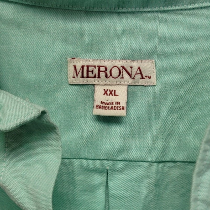 Merona Mens XXL 100% Cotton Long Sleeve Button Down Shirt w Front Pocket