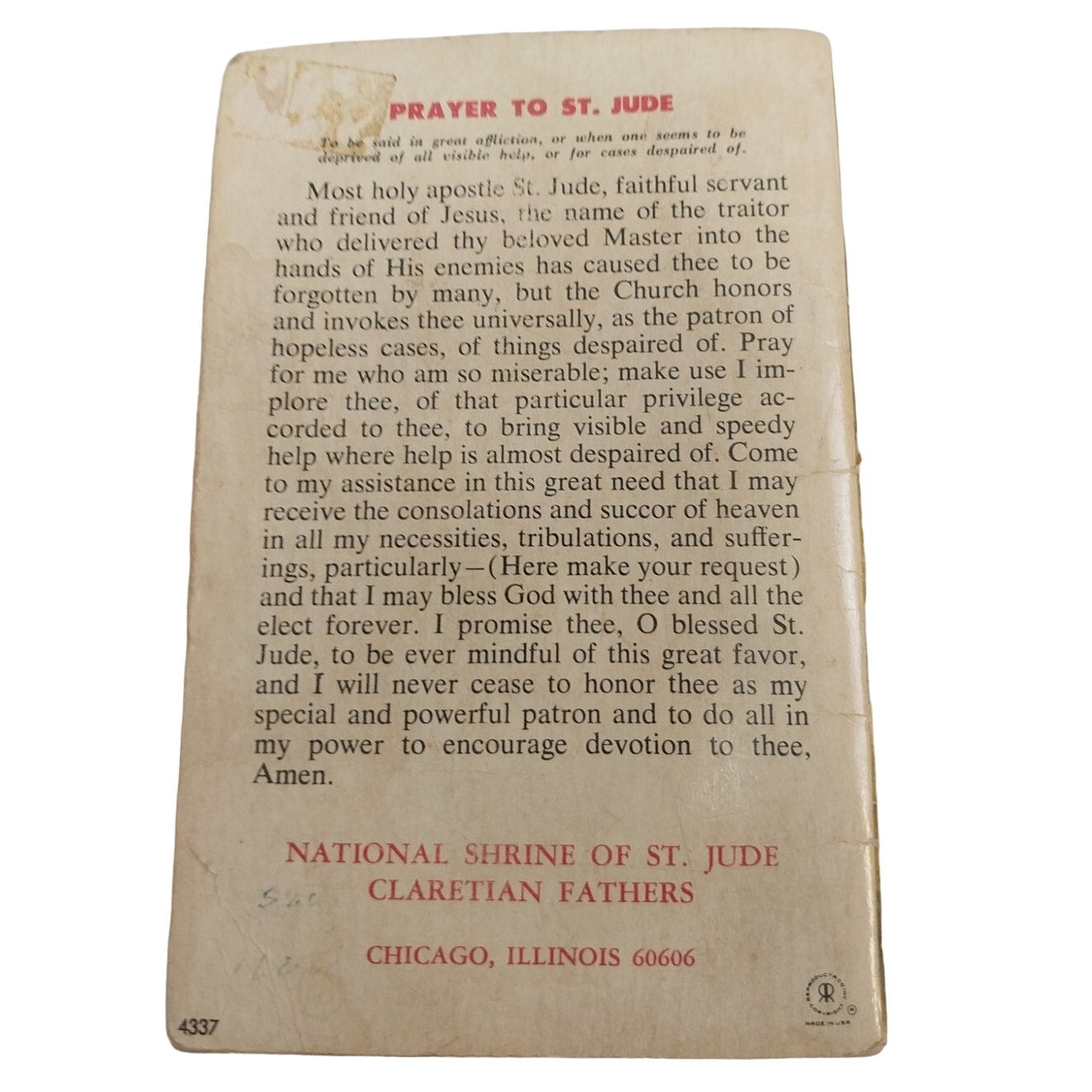 Vintage 1950s Salesians St Jude Novena Prayer Book Catholic Ephemera Cards