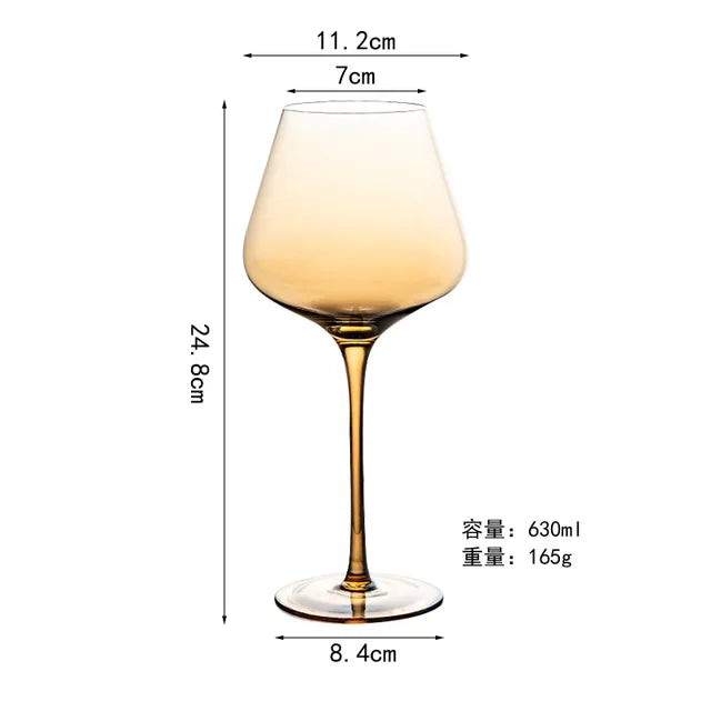 1pcs Nordic Golden Unleaded Crystal Wine Glass Luxury Amber Handmade Champagne Glasses Cocktail Goblet Set Bar Family Drinkware