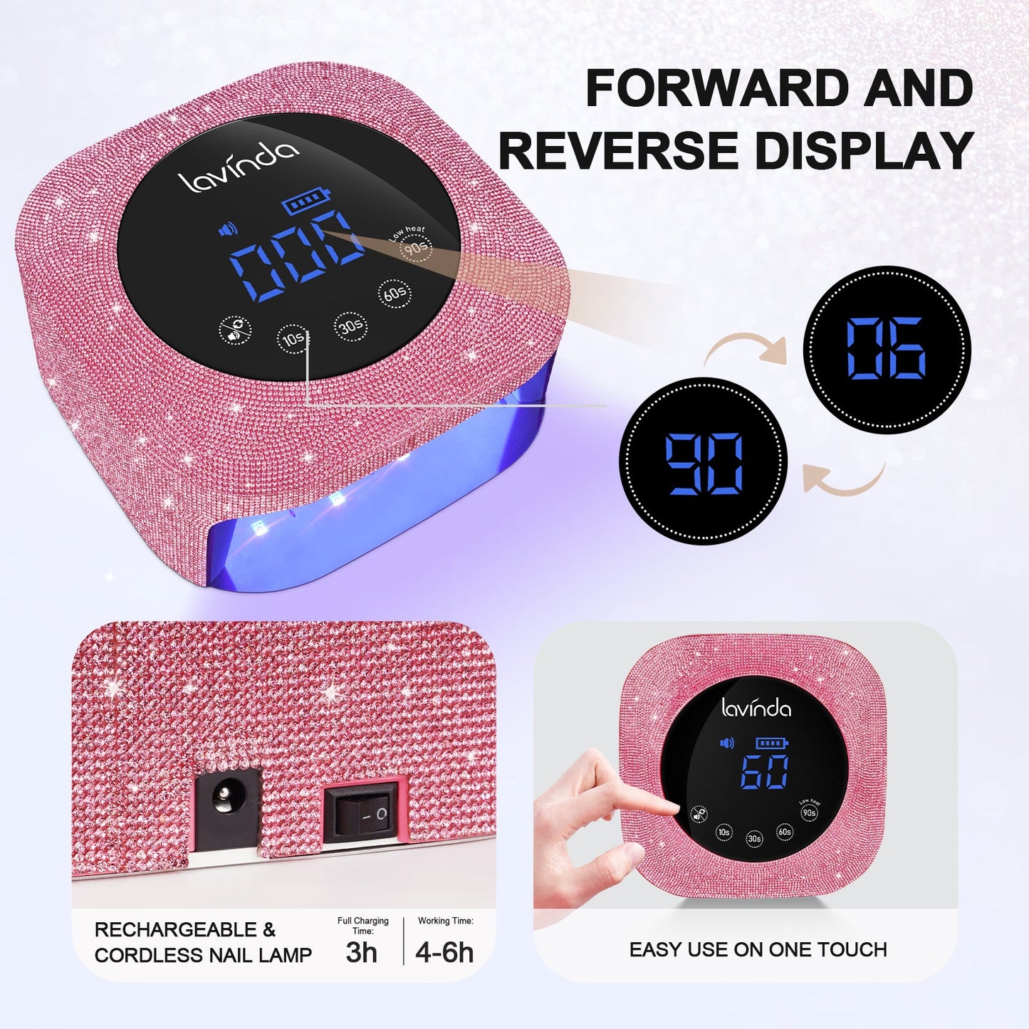 Crown™ Nail Lamp - Pink Diamond - 54W Rechargeable UV/LED
