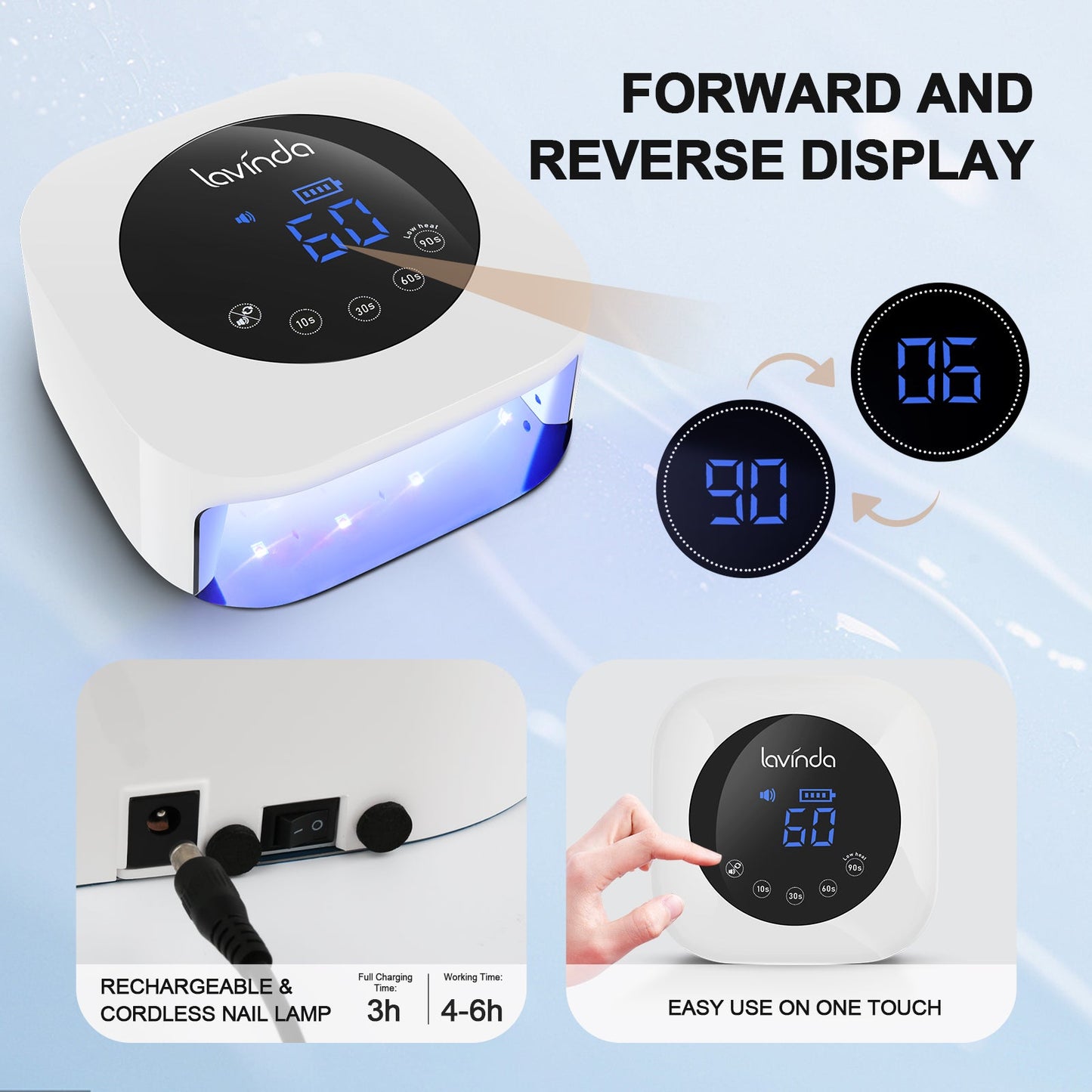 Crown™ Nail Lamp - White - 54W Rechargeable UV/LED