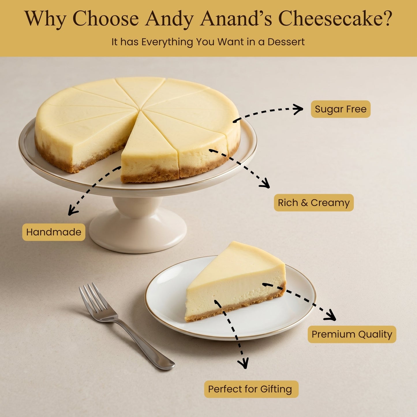 Andy Anand Gluten-Free New York Cheesecake, 9-Inch, 2 lb – Freshly Baked, Velvety Smooth, Real California Cream Cheese, Birthday Gift Box
