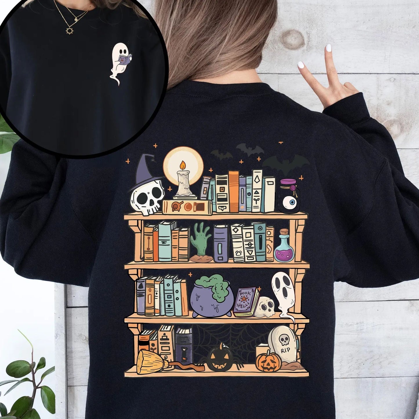 Reading Ghost Sweatshirt – Spooky Teacher & Library Halloween Top