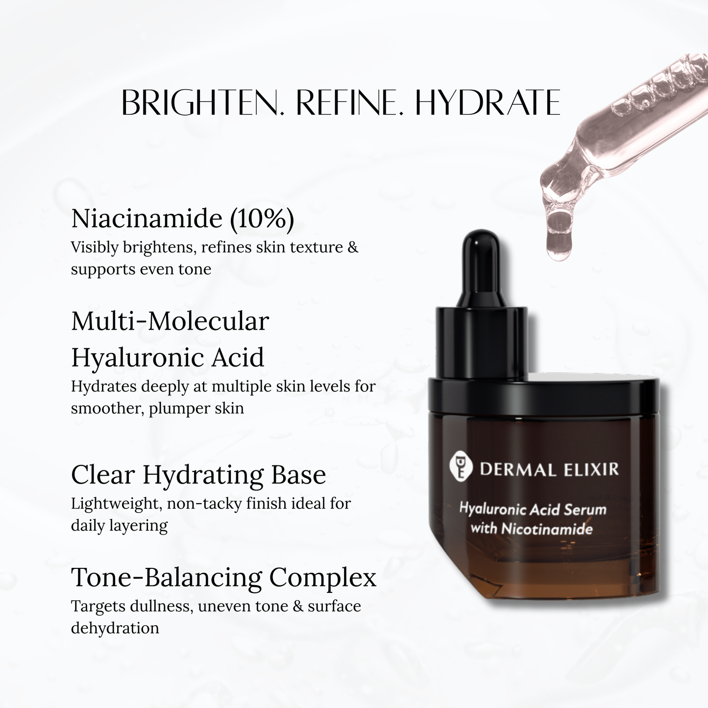 Dermal Elixir Hyaluronic Acid Serum with Nicotinamide (B3) 10% 40ml-1
