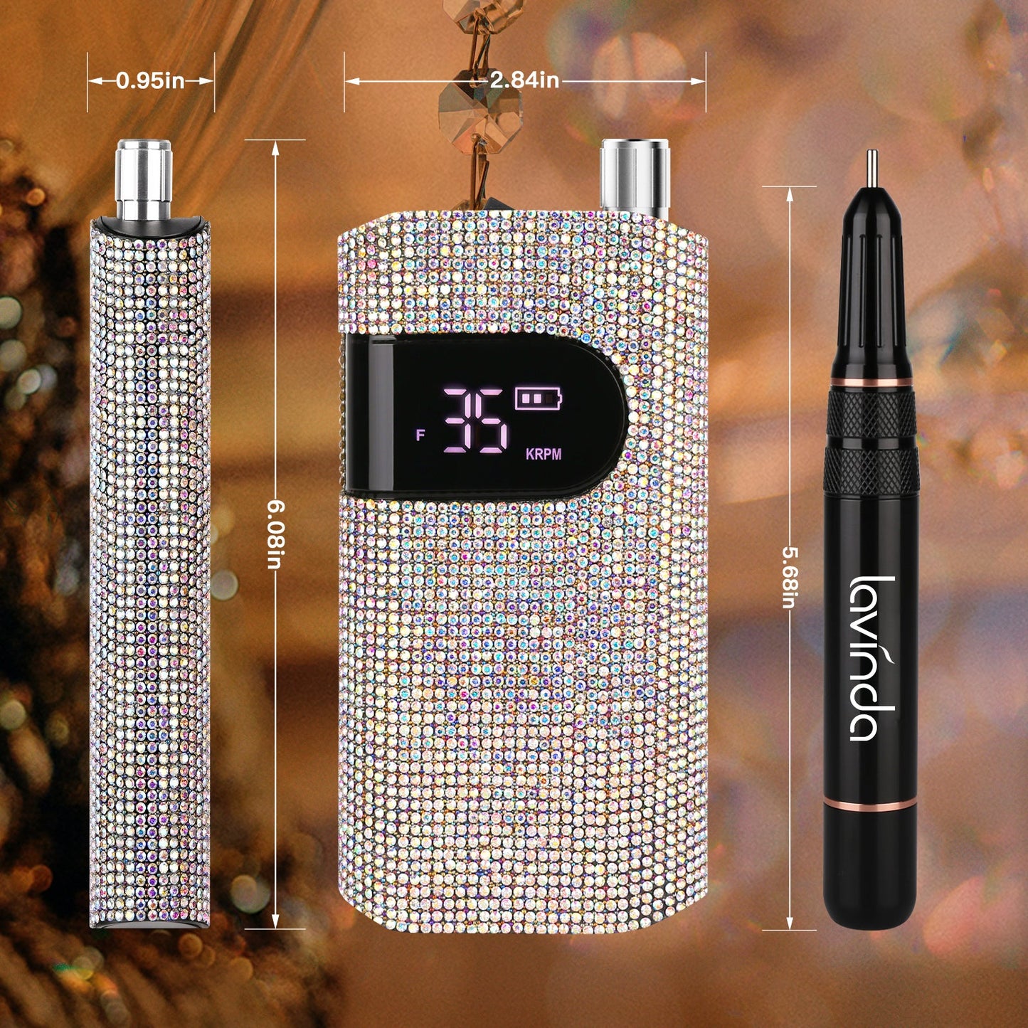 Wand™ Bling Nail Drill - Crystal Diamond - 35,000 RPM Rechargeable