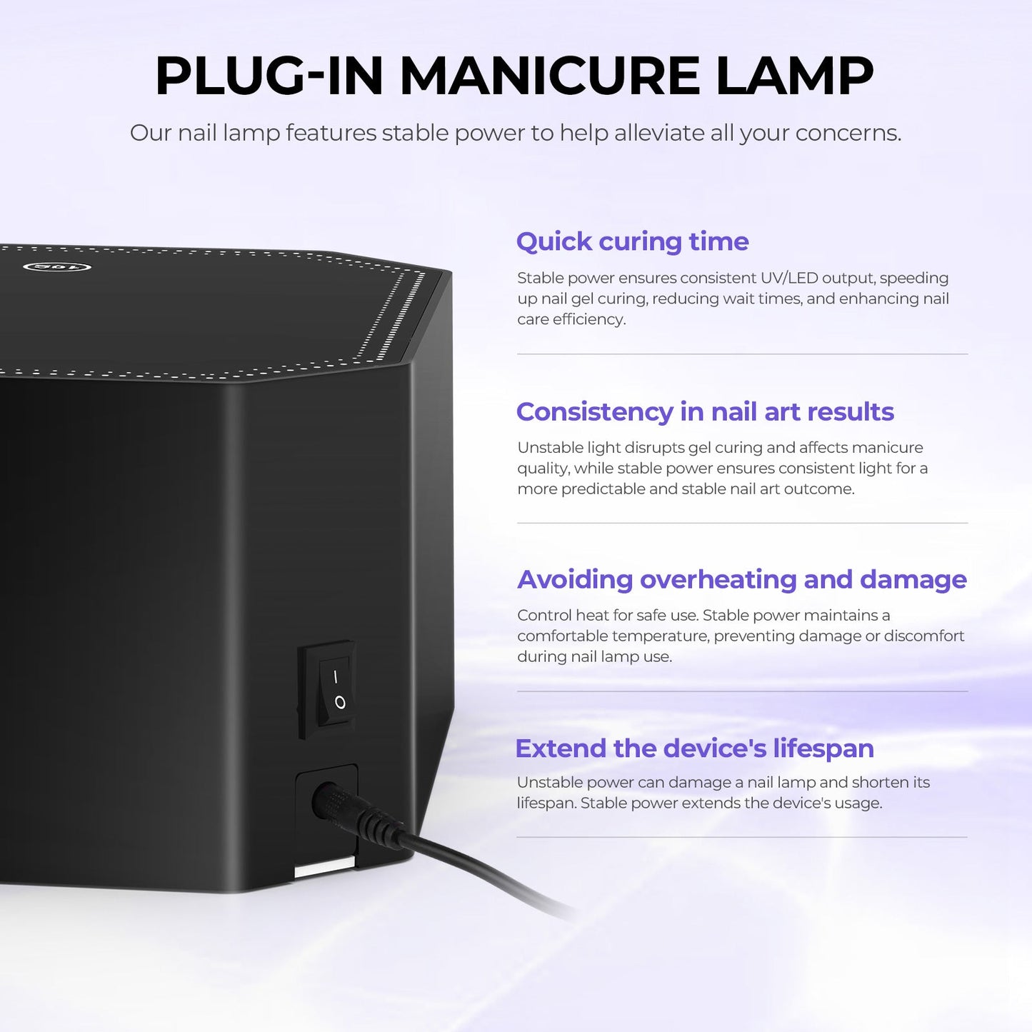 Lumina™ Nail Lamp - Black - Plug-in UV/LED