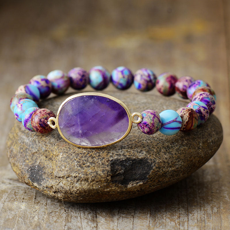 Minimalist, Light-Luxury Resort-Style 8mm Natural Imperial Stone Bracelet