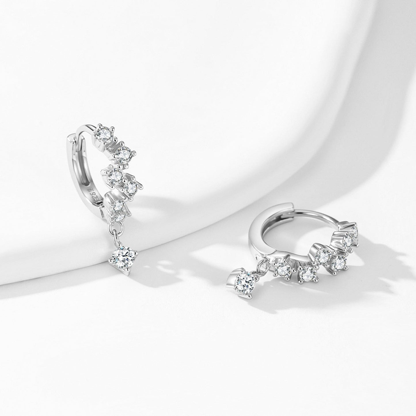 S925 Sterling Silver Geometric Irregular Sparkling Diamond Earrings For Women